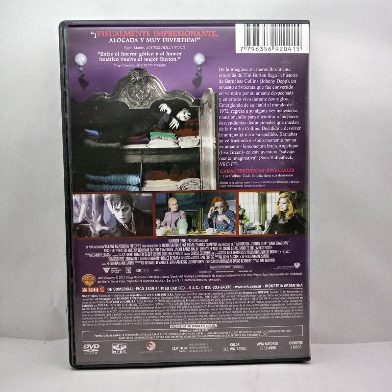 Sombras Tenebrosas Dark Shadows 2012 DVD Johnny Depp Dir Tim Burton