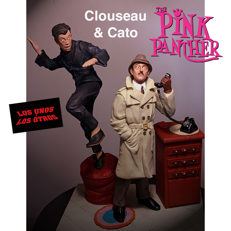 Clouseau y Cato escultura diorama - La Pantera Rosa / Figuras artesanales únicas, tirada limitada